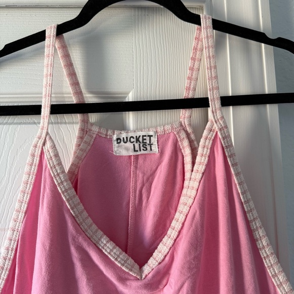 BUCKETLIST Pink Sleeveless Top with Checkered Pockets - Picture 2 of 8